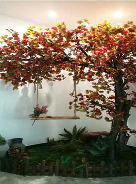 仿真树黄色树银杏树许愿银杏 银杏叶仿真银色树装饰白色 道具大