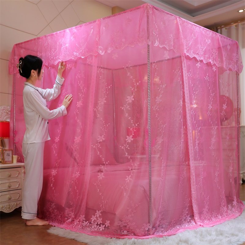 欧式落地家用蚊帐结婚床三开门帐子2023加密加厚高级婚房蚊帐公主