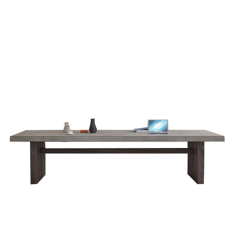 极简全实木办公桌工业风会议桌长桌复古仿水泥书桌原木大板工作台