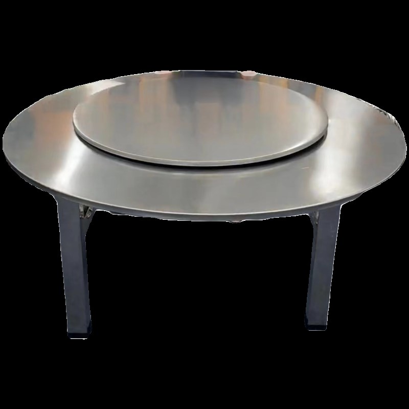 1.6~2米粗脚连体外置转盘不锈钢圆桌折叠餐桌304稳固省空间免安装