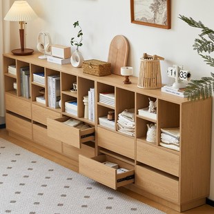 日式矮书柜客厅落地家用模块化组合柜收纳一体儿童储物柜客厅书架