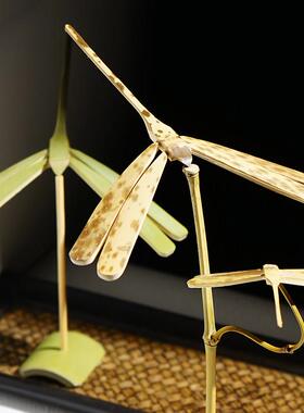 平衡竹蜻蜓小摆件文创中式国古风茶室禅意茶几桌面竹子装饰品创意