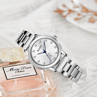 歌浪迪蝴蝶扣不锈钢表带品牌女士手表女表小众气质带日历腕表