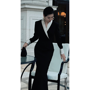 连衣裙L25 优雅黑白拼色正肩修身 5414 序章 芈莱尤优——新款