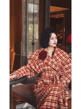 芈莱尤优——新款[东方格韵]气质大翻领绑带大衣F25-6304-6