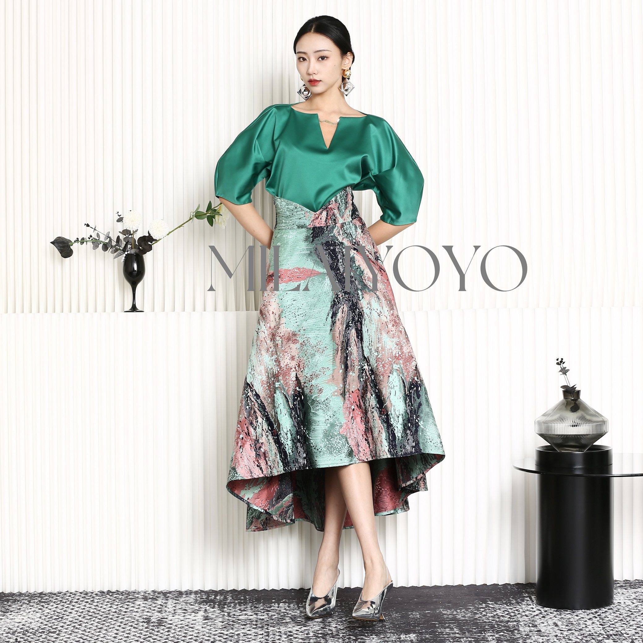 芈莱尤优——新款绿芜清幽不规则大摆晕染印花伞裙L24-7231,女装/女士精品,半身裙,淘宝优惠券,粉丝福利购,淘宝优惠卷