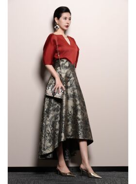 芈莱尤优——新款不规则水墨画伞裙H24-7231-7