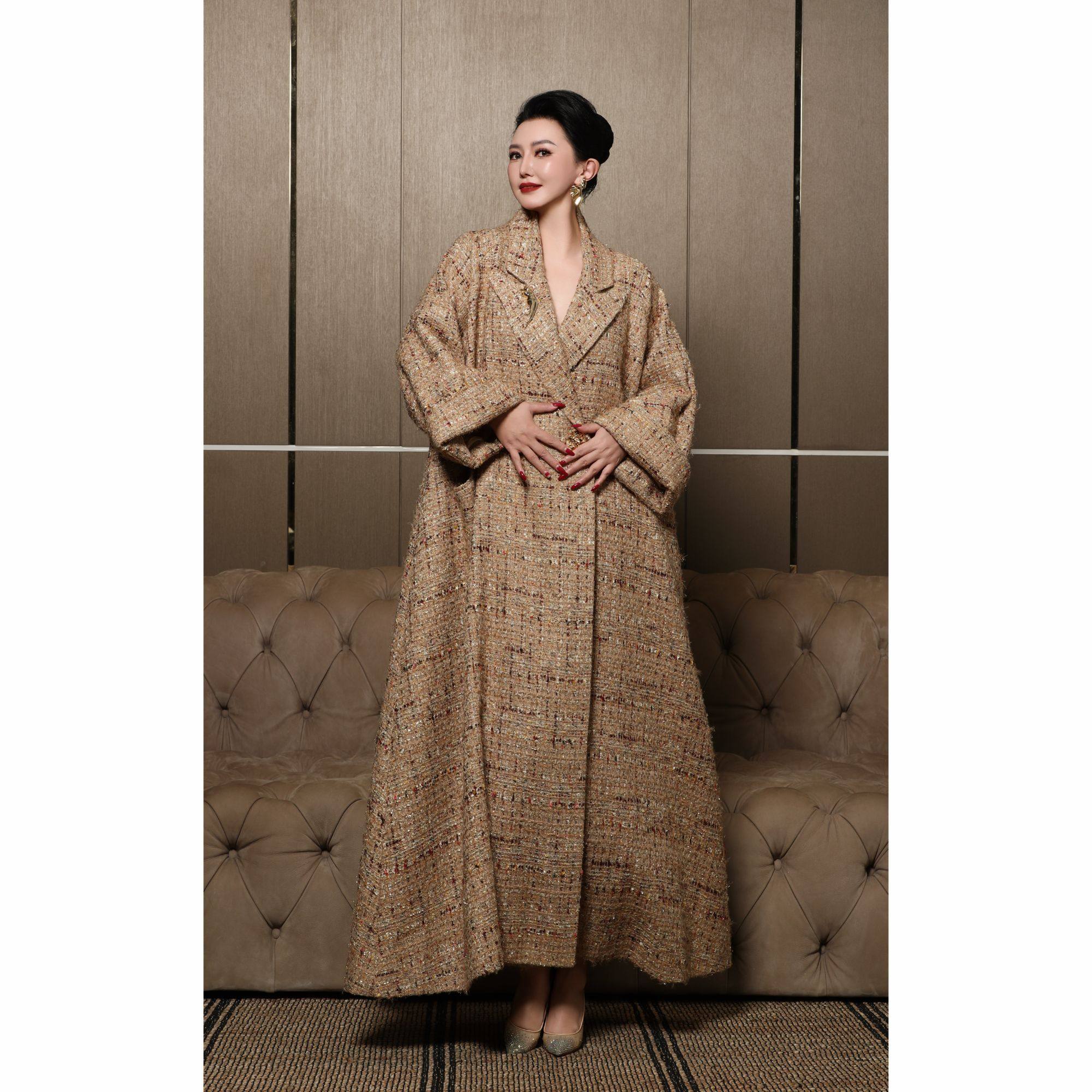 芈莱尤优&mdash;&mdash;新款【鎏金浮梦】高级气质粗花呢大衣F25-6332-2