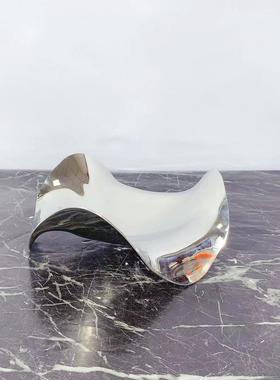 简约欧式银色金属不规则流线果盘托盘摆件厨房餐厅样板房软装