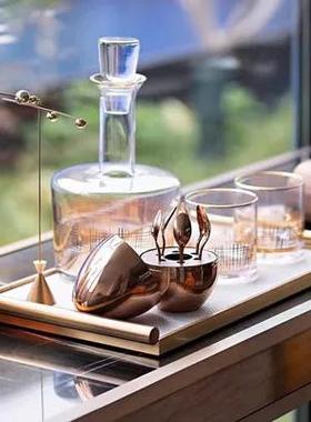 现代轻奢样板房飘窗吧台客厅茶几酒具托托盘阔香器组合装饰摆饰