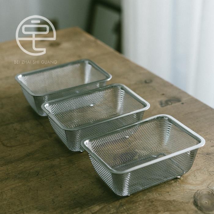 日本制方形304不锈钢18-8水果滤水盒水池沥水冰箱收纳盒备菜厨房