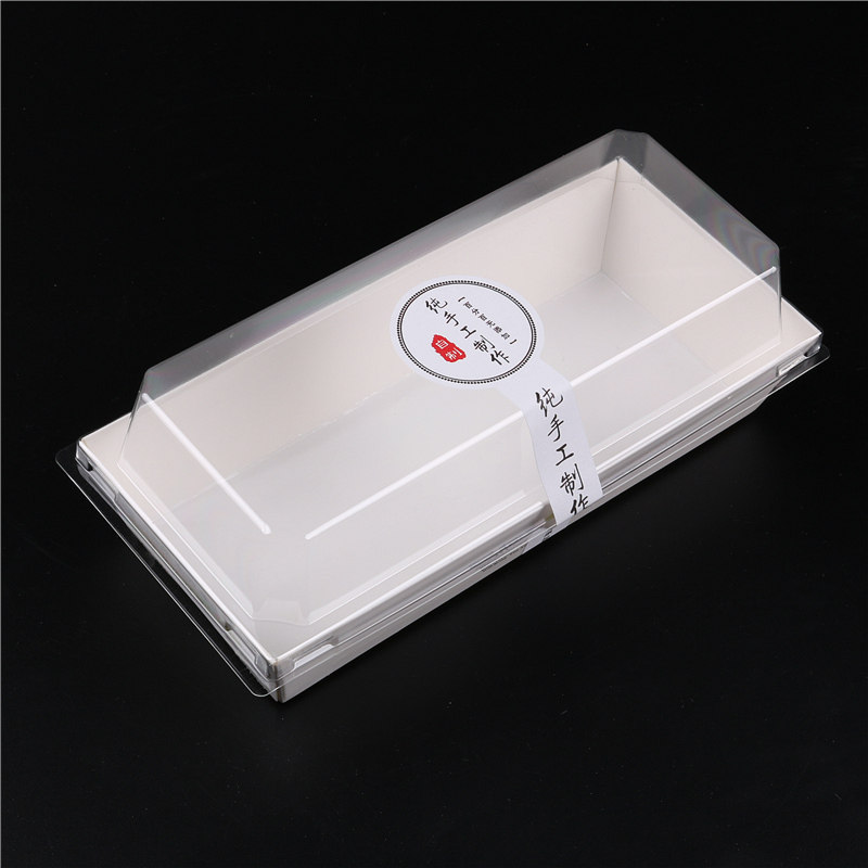 纸质底托透明盖寿司盒甜点盒 蛋卷盒 寿司盒糕点盒子绿豆糕盒50只