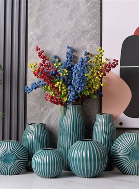 出口陶瓷鲜花插花瓶乔迁婚礼花瓶家居客厅桌面高档摆件百合干玫瑰