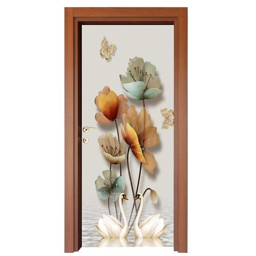 荷花窗户卫生间防走光玻璃门贴纸翻新自粘推拉门装饰防水防窥遮光