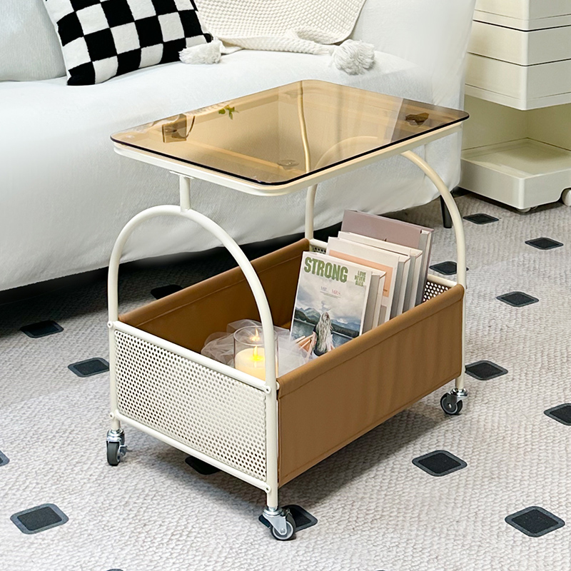 奶油风创意沙发边几可移动带轮小推车小户型小茶几边桌网红小桌子