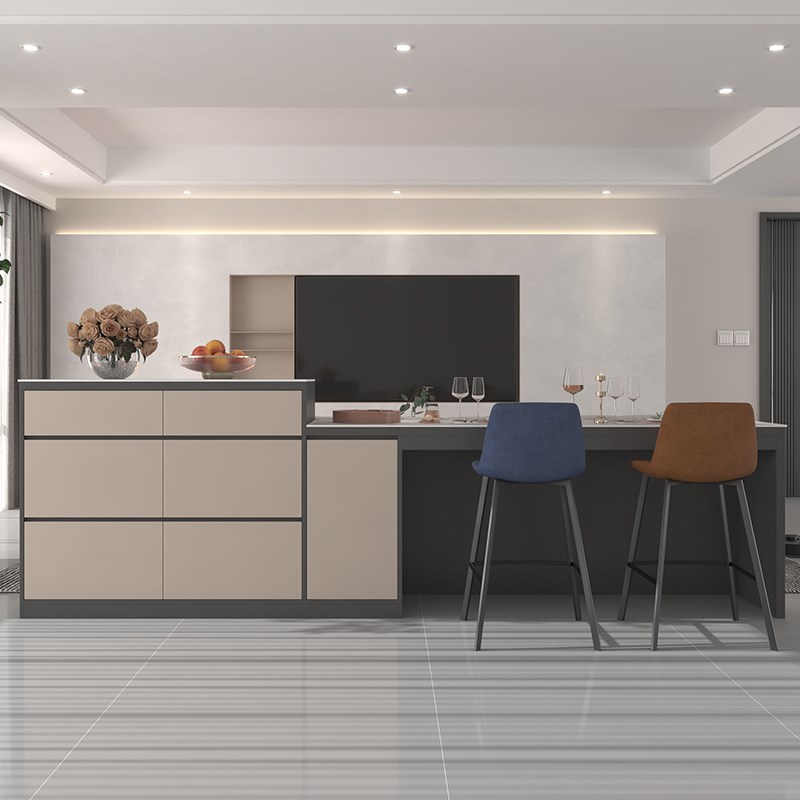 岩板吧台桌家用客厅餐边柜岛台一体沙发后背靠山柜隔断柜靠背柜