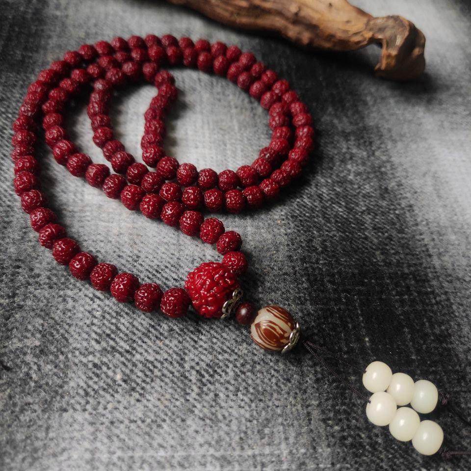 天然金刚菩提子手串108颗机刷包浆玉化 脖挂佛珠手串项炼手串念珠