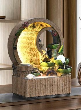 假山流水生财摆件循环水景办公室客厅玄关风水轮桌面摆件开 业乔