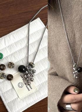 小众博主同款毛衣炼 炼 天然石钛钢葡萄串圆球设计感百搭项炼锁骨