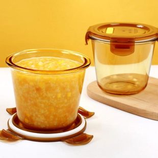 家用早餐杯密封网红现货微波炉 创得学生饭盒玻璃汤碗上班加热套装