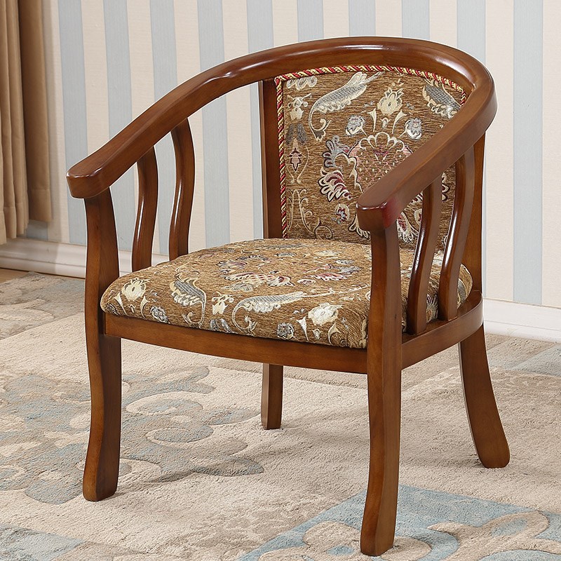 实木围椅圈椅三件套软包靠背休闲椅子阳台客厅卧T室客房单人椅整