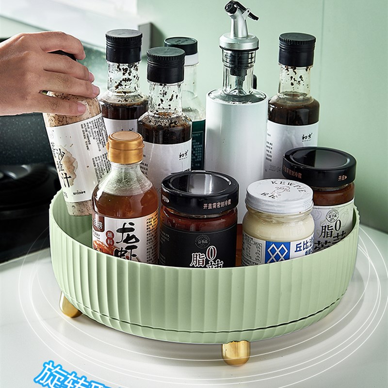 厨房可旋转调料置物架多功能x调味酱油醋收纳架子轻奢水果盘调料