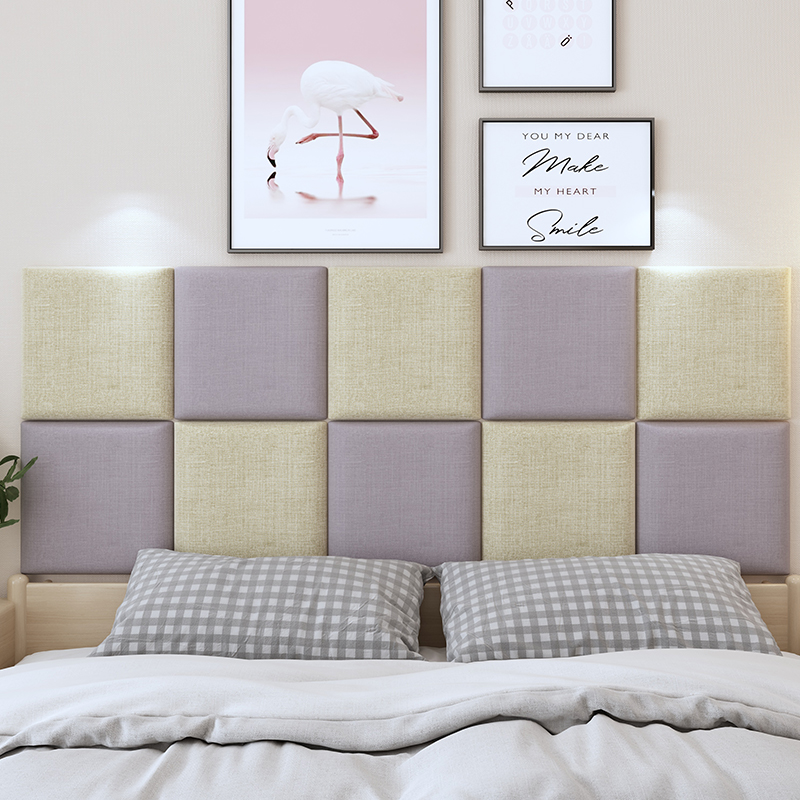 布艺棉麻炕榻榻米软包q墙围自粘床墙围床头板北欧简约卡座靠背坐