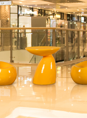 几何抽象简约休闲桌椅玻璃钢雕A塑园林景观小品商场美陈装饰坐凳