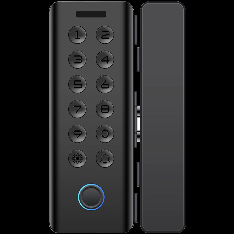 办公室免开孔玻璃门指纹锁单门双门专G用密码锁公司门店有框智能