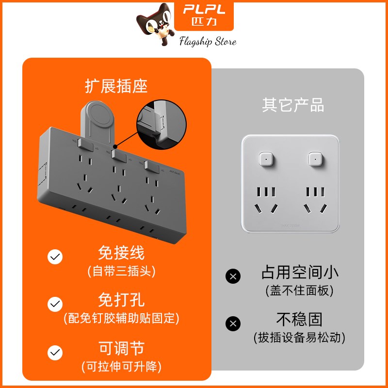 家用扩展a插座厨房拓展多孔一转多转换插座电源插座延长器排插插