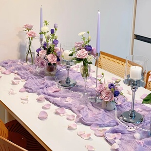 浪漫烛光晚餐桌布装饰轻奢高级桌巾母亲节甜品台婚庆沙龙布置桌布