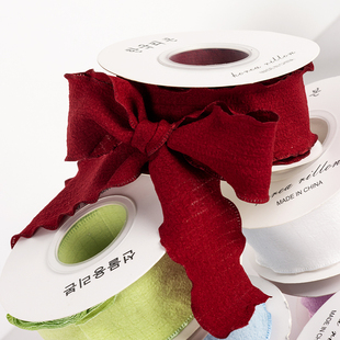 褶皱花边丝带彩带鲜花绸带手捧花丝带蛋糕打包鱼尾丝丝带缎带织带