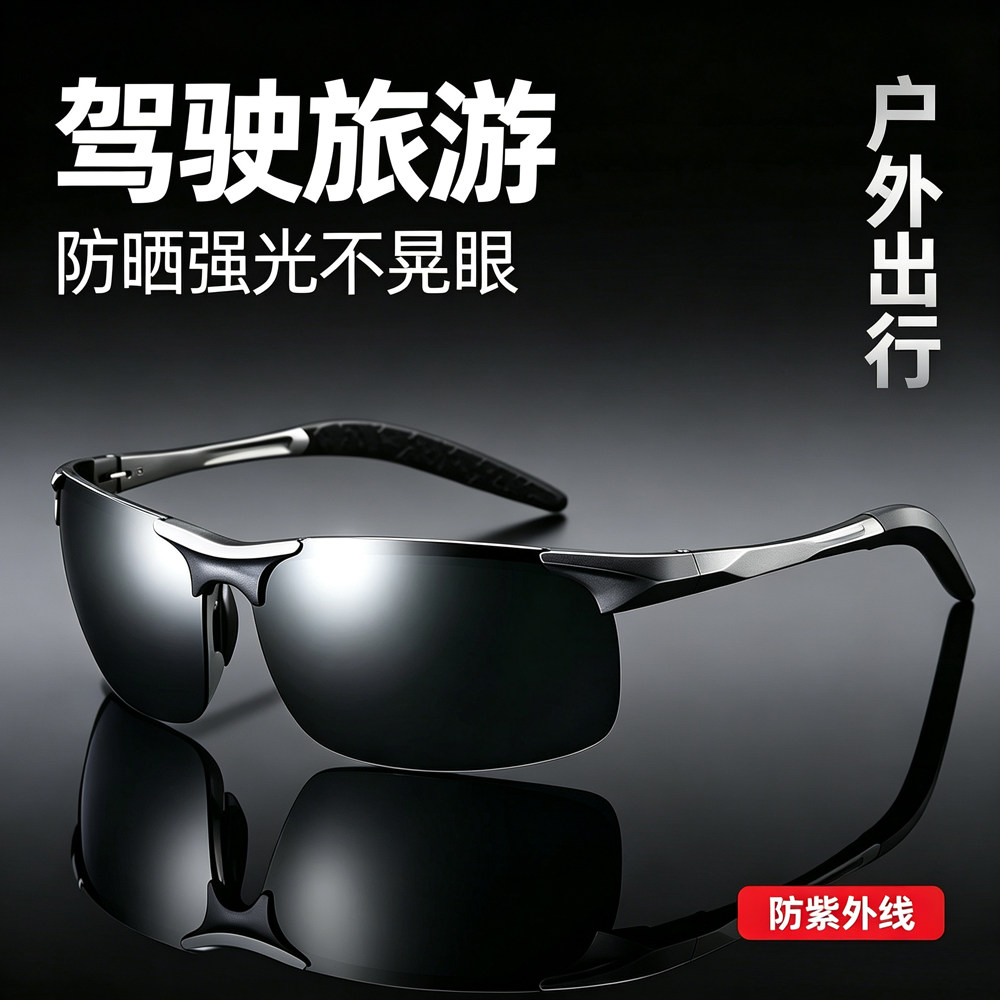 太阳镜驾驶运动骑行眼镜铝镁合金男士户外太阳墨镜偏光时尚UV400