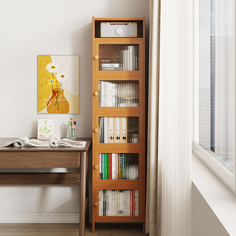 夹缝窄书柜家用卧室储物柜简易一体落地收纳柜客厅转角多层陈列柜