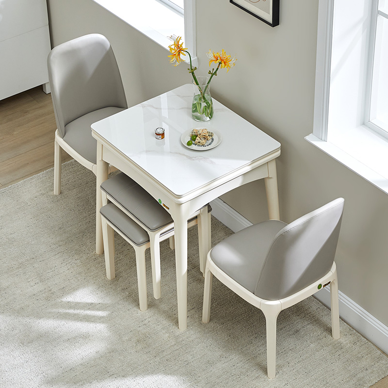可折叠餐桌家用小户型现代简约实木客厅家庭省空间岩板小尺寸饭桌