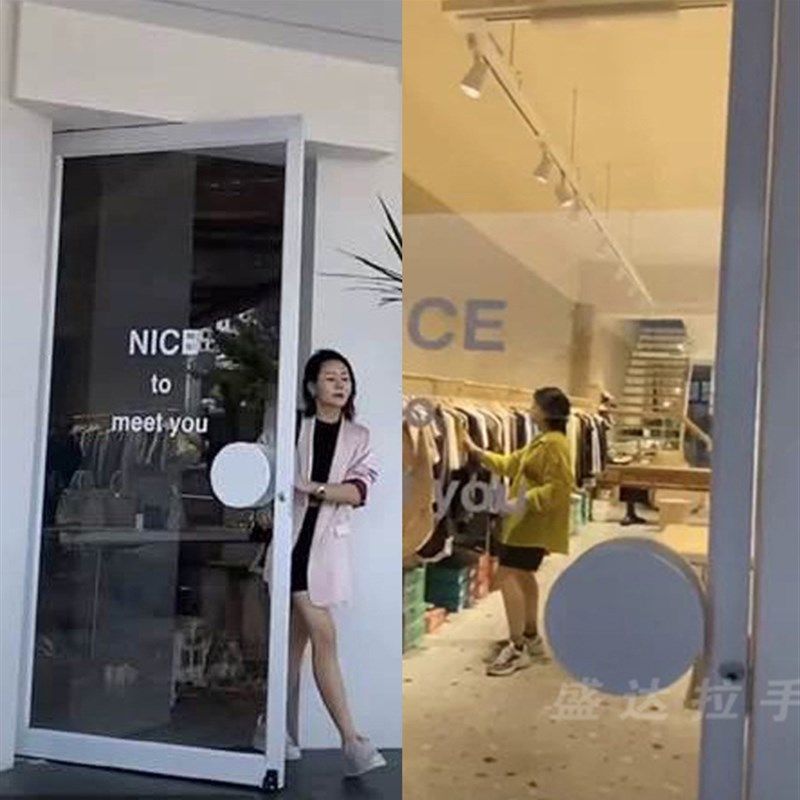 铝合金大门拉手玻璃门把手钢化玻璃推拉门圆形定制LOGO白色刻字