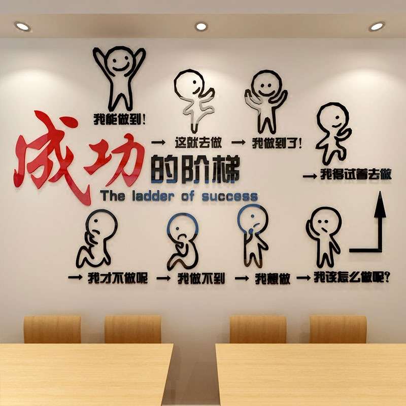 公司企业校园文化墙装饰3d亚克力字画办公室团队学校班级励志墙贴