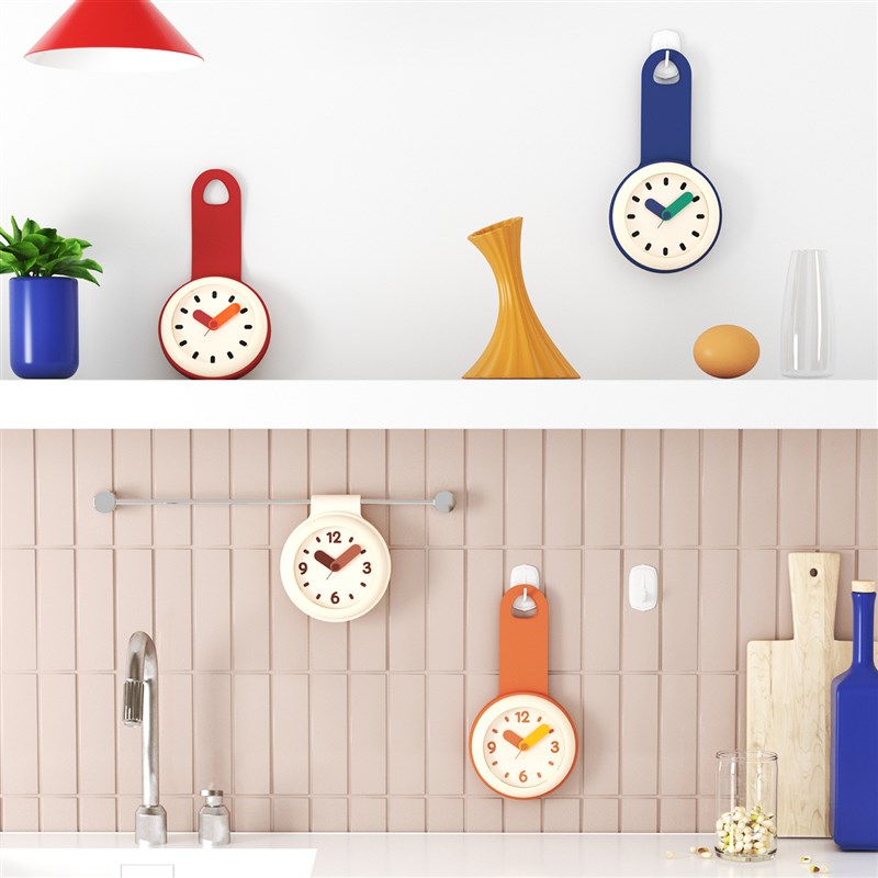 北欧简约浴室钟厨房防水静音家用吸盘钟表冰箱创意个性迷你小挂钟