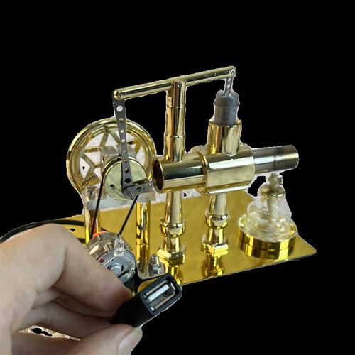 IKOLAOY单缸斯特林发动机引擎模型发电装置外燃热气机模型玩具