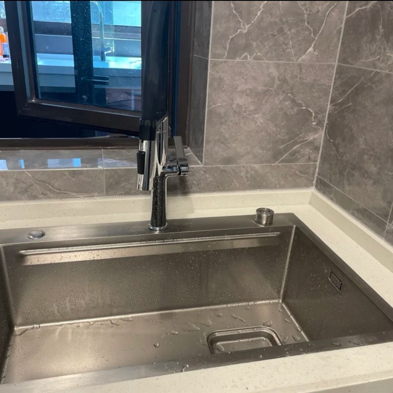 新款SS316L锤纹壁不锈钢(4.0+1.5)手工大单槽台控下水厨柜抗污