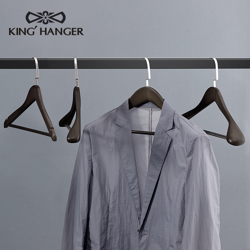 金领结黑色高端时尚轻奢实木衣架高档西服衣挂无痕衣柜木质衣撑