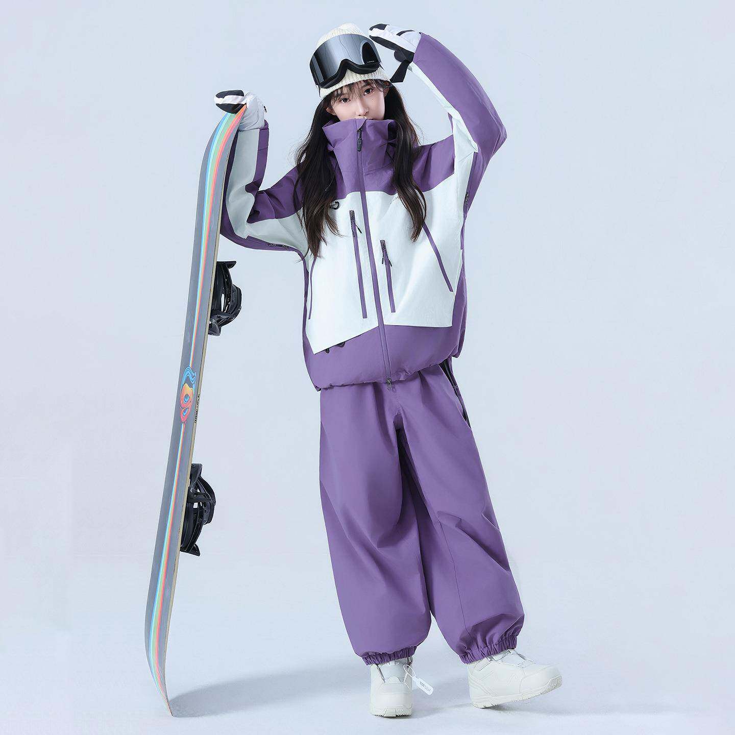 滑雪服套装女男款单板防水加厚全压胶专业雪服上衣裤子套装3L