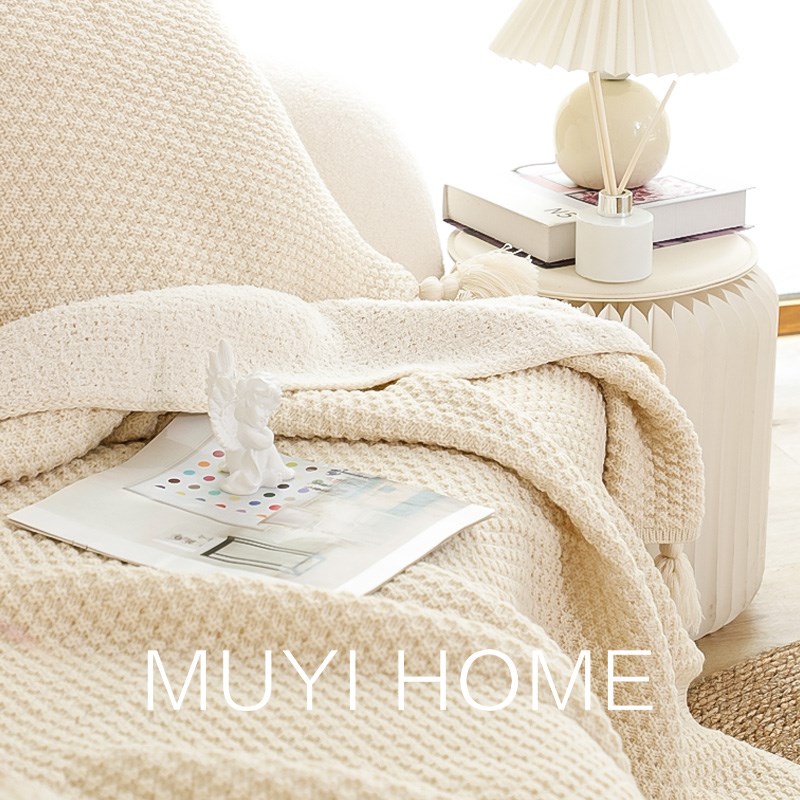 大吊穗针织毛毯民宿床上用毯子床尾巾床旗客厅沙发毯盖毯午睡毯