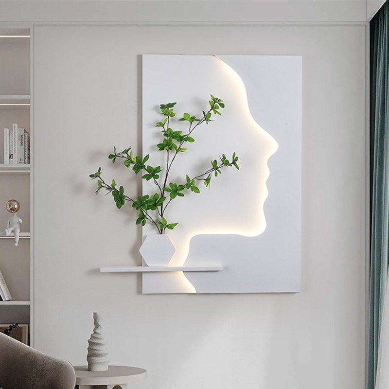 奶油风壁灯绿植带灯壁画灯客厅玄关餐桌卧室走廊过道背景墙装饰画,家装灯饰光源,户外壁灯,淘宝优惠券,粉丝福利购,淘宝优惠卷