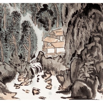 陆俨少 蒙象册页 国画山水画小品宣纸高清复制临摹教学手稿装饰画