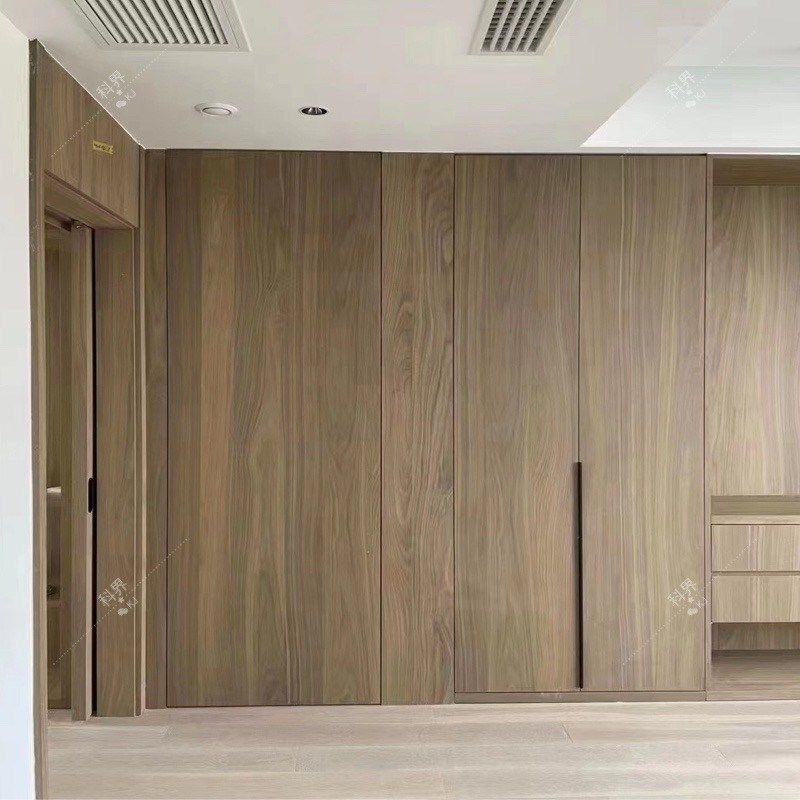 木饰面板黑胡桃木意式半透零度哑光实木贴皮木饰面酒店别墅护墙板