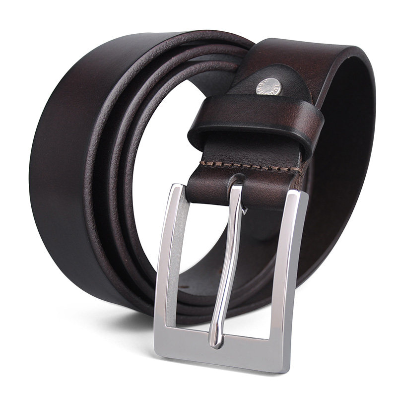 不锈钢皮带男真皮针扣头层纯牛皮牛仔裤腰带男单层整张皮简约百搭