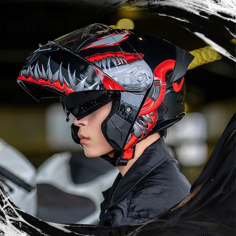 3C/DO认证头盔男士冬季保暖揭面盔毒液机车四季通用安全盔