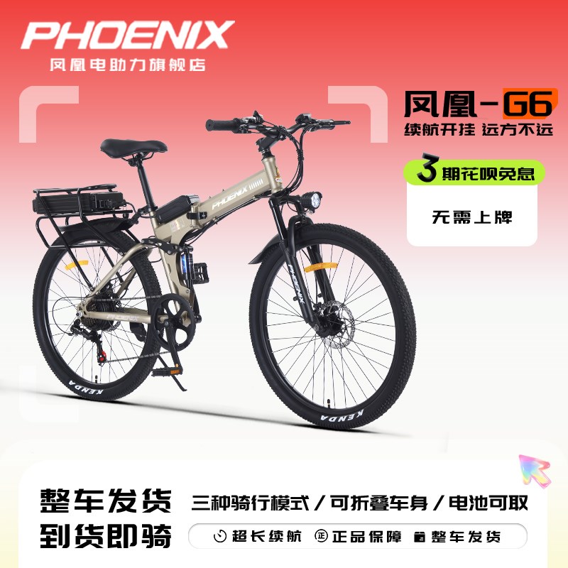 POEIX电动自行车越野电动车变速助力成人电瓶车折叠车电动