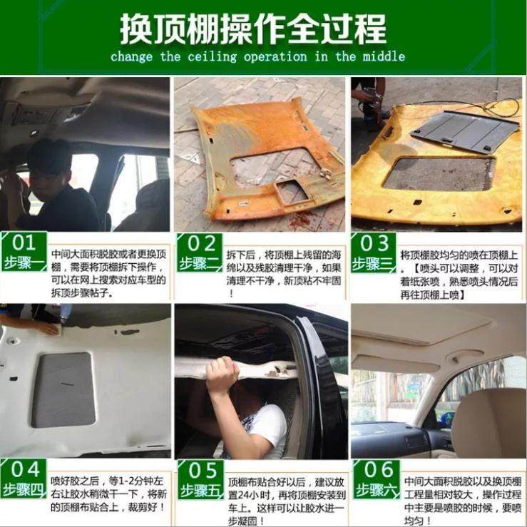 汽车顶棚布修补内饰改装翻新仪表台包皮耐高温环保自喷胶包邮